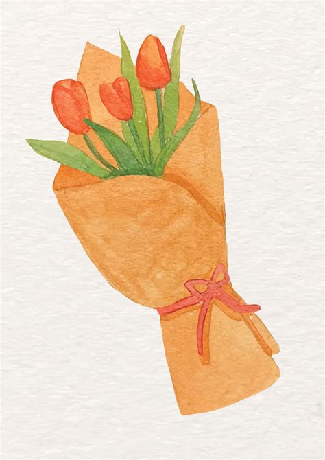 Premium Vector | A tulip flowers bouquet watercolor