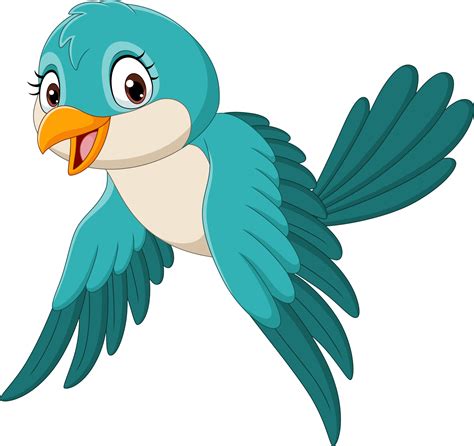 Cartoon funny bird flying isolated on white background 5151717 Vector ...