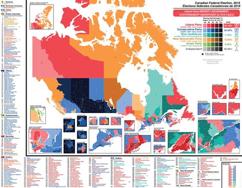 Map of the results of the 2019 Canadian Federal Election [6153 × 4799 ...