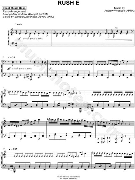 Sheet Music Boss "Rush E" Sheet Music (Piano Solo) in A Minor ...