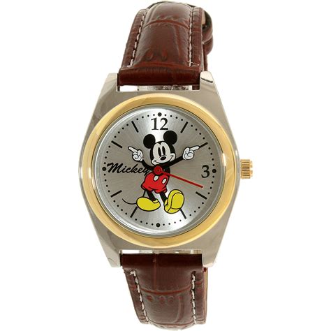 Women's Mickey Mouse MCK613 Brown Leather Analog Quartz Watch - Walmart.com