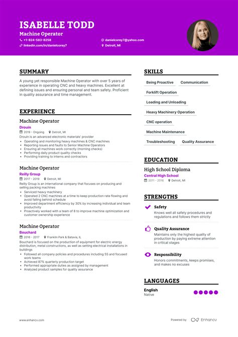 Machine Operator Resume Examples & Guide for 2023 (Layout, Skills ...