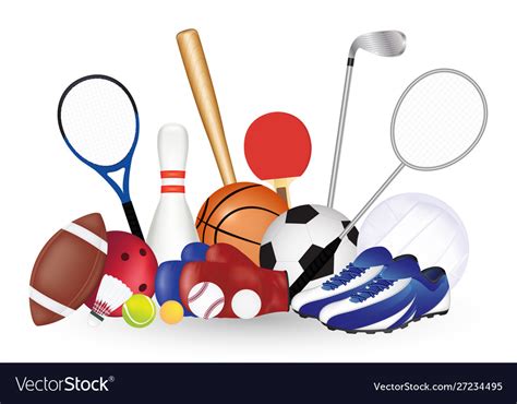 Group sport equipment Royalty Free Vector Image