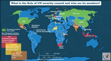 World Map Showing Countries which are Permament Members and Non ...