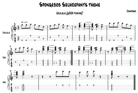 Spongebob Squarepants Theme ukulele tab | Ukulele, Ukulele tabs ...