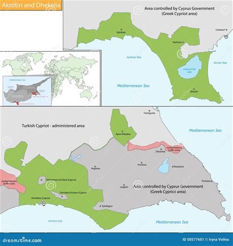 Akrotiri and Dhekelia map stock vector. Illustration of administrative ...