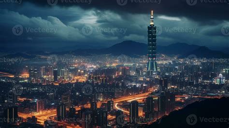 Night view of Taipei 101. Generative AI 32977362 Stock Photo at Vecteezy