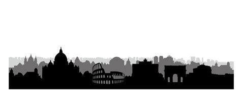 Rome city buildings silhouette. Italian urban landscape. Rome cityscape ...