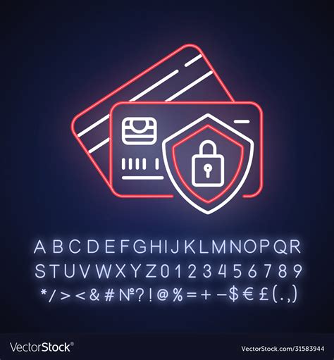 Bank account security neon light icon Royalty Free Vector