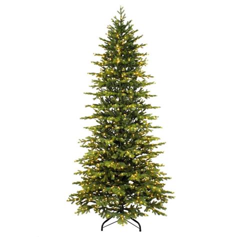 7.5-ft Pre-lit Slim Artificial Christmas Tree with 800 Constant Warm ...