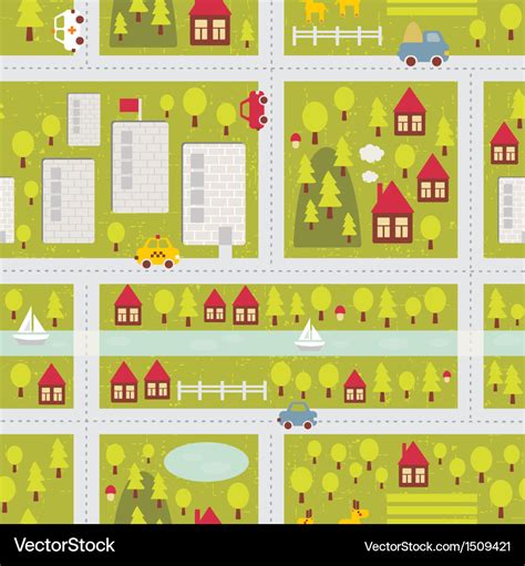 Cartoon map pattern small town Royalty Free Vector Image