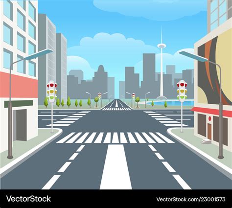 City road urban street Royalty Free Vector Image