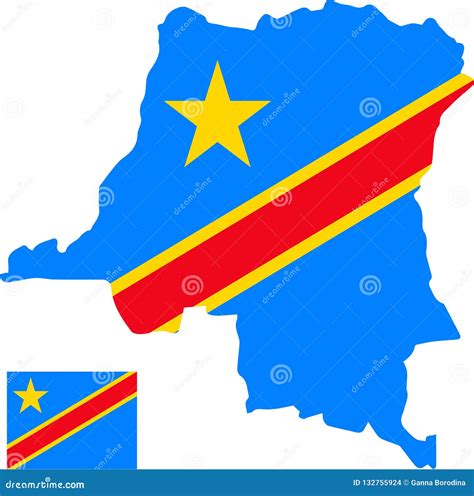 Vector Map of Congo Democratic Republic with Flag. Isolated, White ...