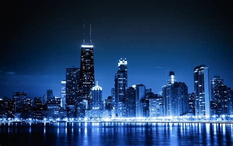 blue, Cityscapes, Chicago, Night, Lights, Urban, Skyscrapers Wallpapers ...