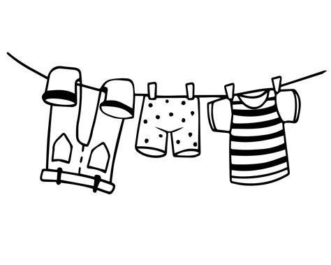 Drying clothes after washing on a rope. doodles. Home laundry, vector ...