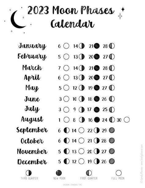 Free Printable 2023 Lunar Calendar - 2023 Moon Phases in 2023 | Moon ...