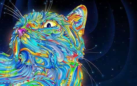 Fondos de pantalla : 2560x1600 px, gato, vistoso, arte digital, Matei ...