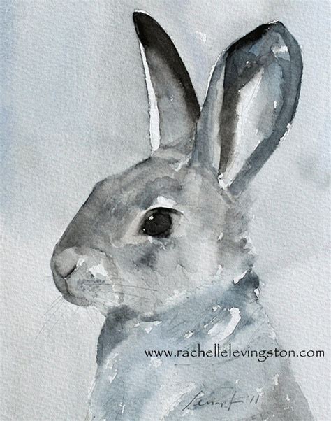 Painting of gray bunny art print bunny painting in watercolor etsy ...