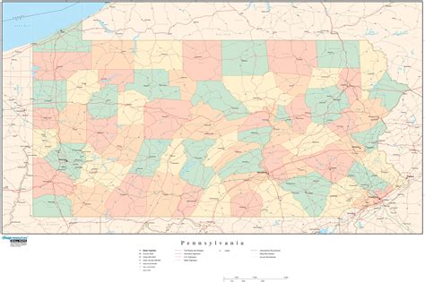 Pennsylvania Wall Map with Counties by Map Resources - MapSales