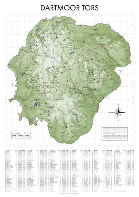 Dartmoor Tors Map | All The Tors of Dartmoor