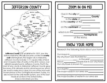 Zoom in on Jefferson County (Alabama History Interactive Notebook Unit ...