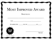 Free Printable Most Improved Awards Certificates Templates