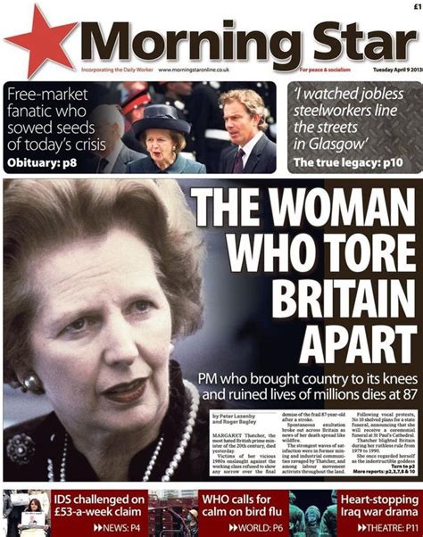 Morning Star - Newspaper front pages: Margaret Thatcher - Digital Spy