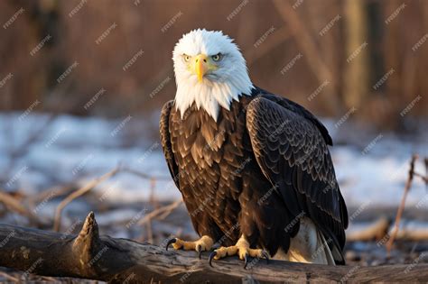 Premium AI Image | a bald eagle sitting on a tree branch