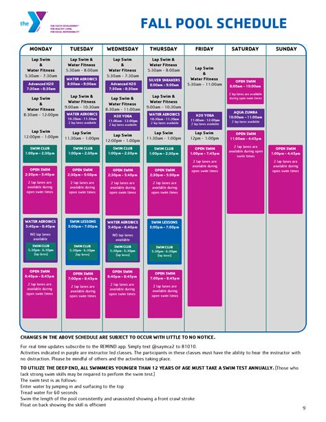 Pool Schedule :: YMCA San Angelo