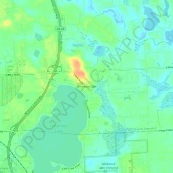 Whitmore Lake topographic map, elevation, terrain
