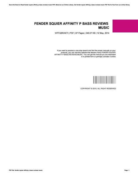 Fender squier affinity p bass reviews music by phpbb97 - Issuu