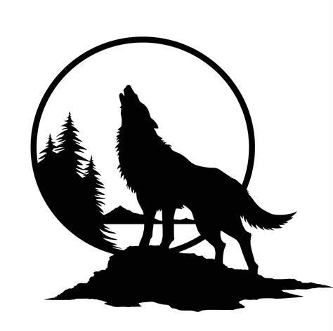 Wolf Howling At Moon Silhouette at GetDrawings | Free download