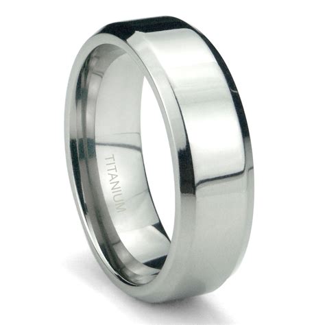 Titanium 6mm High Polish Beveled Wedding Band Ring