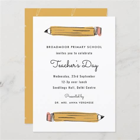 Pencil Teachers Day Invitation | Zazzle | Teacher cards, Teachers' day ...