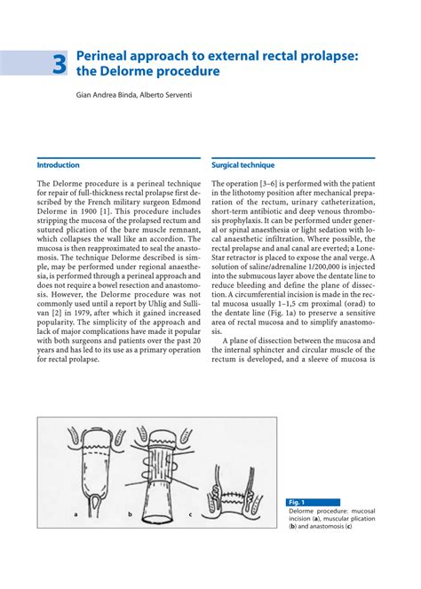 (PDF) Perineal approach to external rectal prolapse: the Delorme procedure