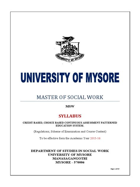 Master of Social Work: Syllabus | PDF | Social Work | Institution