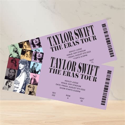 Customizable Taylor Era's Tour 2023 Ticket Keepsake. - Etsy