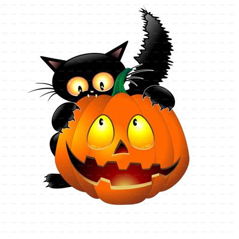 Funny Halloween Cartoon Cat, Mouse and Pumpkin | Halloween cartoons ...