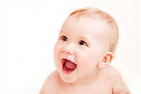 Cute Happy Baby Laughing On White Photograph by Michal Bednarek