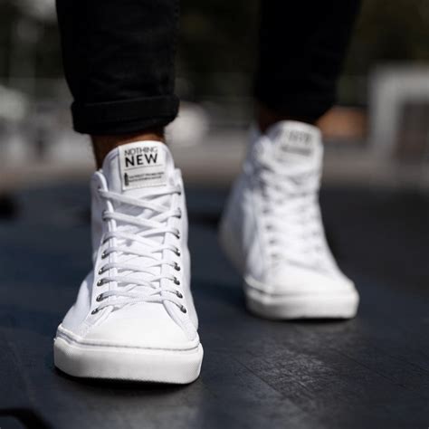 Men's White Canvas High Top Designer Sneaker - Nothing New®