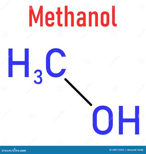 Methanol, Methyl Alcohol. Molecular Structure 3d Rendering, Structural ...