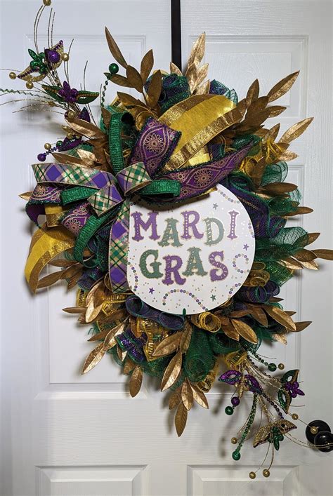 Mardi Gras Wreath, Mardi Gras Decorations, Beads and Bling Wreath, New ...