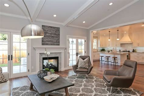 suburban living room with a peek into the kitchen | Interior design ...