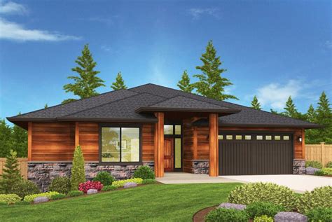 Modern Prarie Ranch House Plan with Covered Patio - 85044MS ...