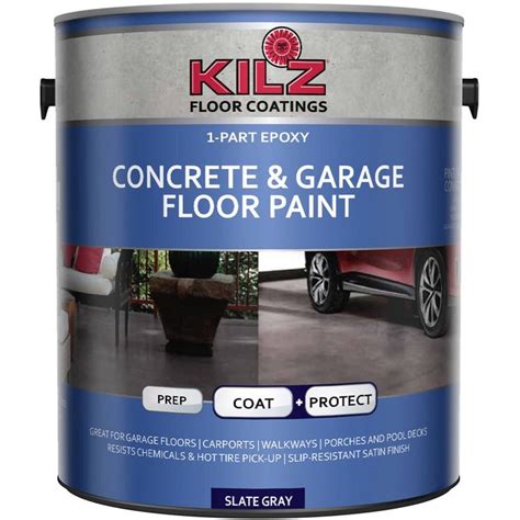 KILZ 1-Part Epoxy Acrylic Concrete and Garage Floor Paint, Interior ...