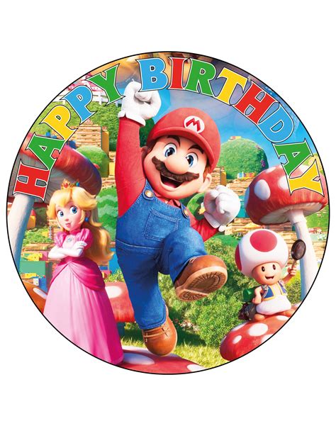 Buy 7.5 Inch Super Mario Bros Movie Cake Topper – Round Edible Birthday ...