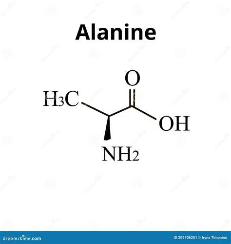 Alanine (Ala, A) Amino Acid Molecule. (Chemical Formula C3H7NO2 ...