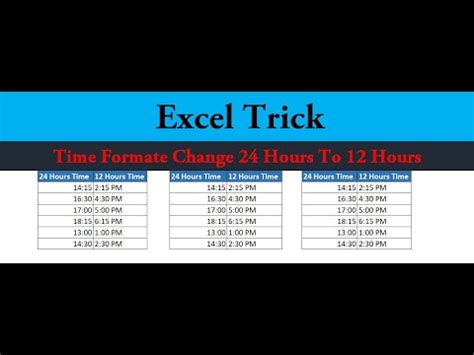 Excel Tricks Time Format 24 Hour Convert into 12 Hour - YouTube