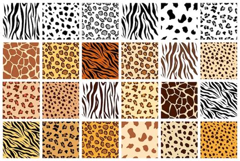 Premium Vector | Animal seamless pattern set mammals fur collection of ...