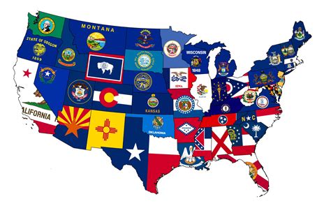 US state flag map (uses last official flag for MS) : MapPorn